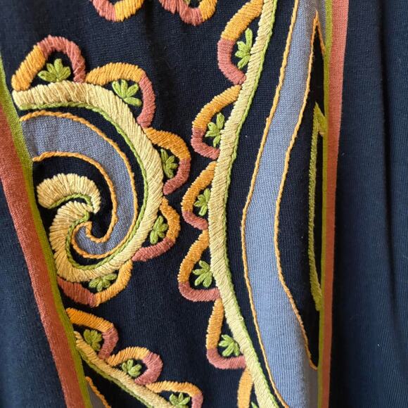 Bob Mackie Wearable Art Black Embroidered Paisley Sweater XS Long Sleeve - Picture 3 of 7